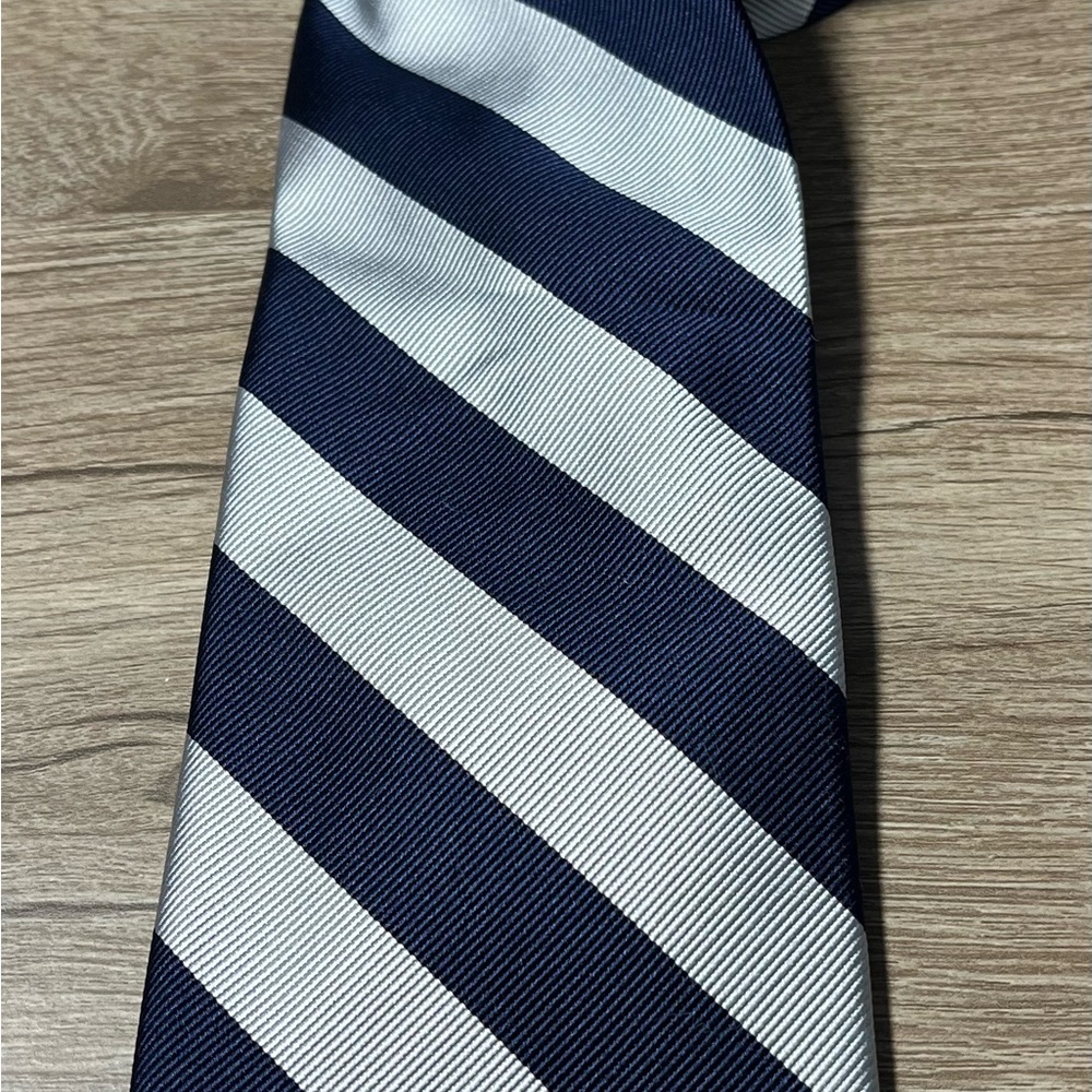 Jos. A. Bank Navy and‎ White Diagonal Striped Tie with Tag Silk Office
